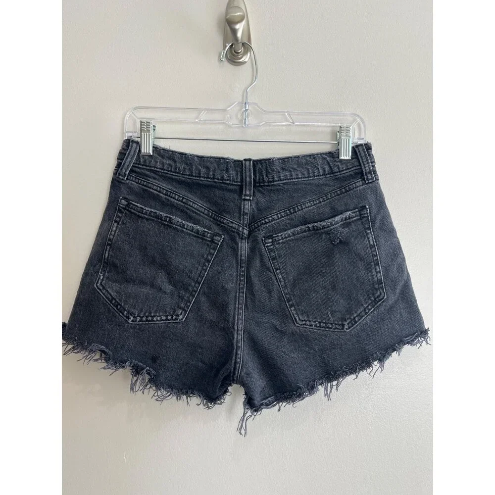 Abercrombie & Fitch The Mom Short Womens 6 Black Denim HIghrise Cut Off Festival - Picture 2 of 8
